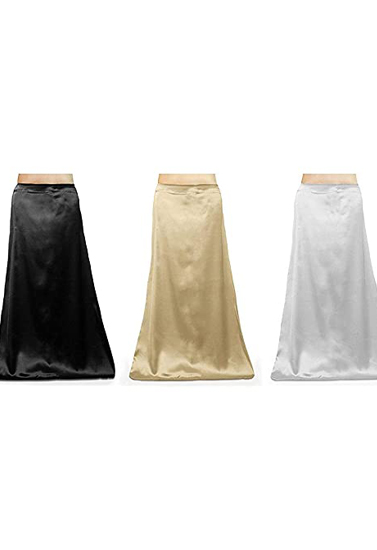 Combo Women's Satin Petticoat Inskirt (Black, Light-Beige, White) - Image 3