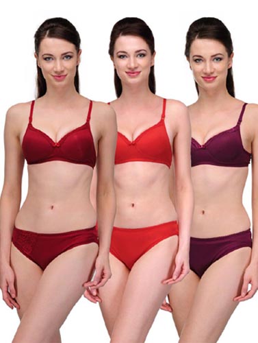 "Elegant" Solid Color Bra Sets ( Pk of 3) - Image 2