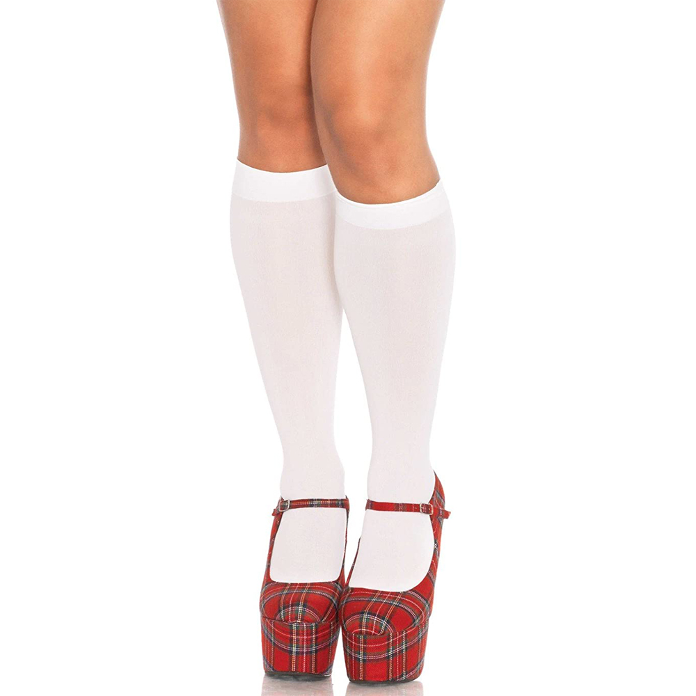Leg Avenue Women's Nylon Opaque Knee Highs White Hosiery - Image 2