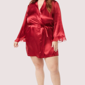 5XL-6XL Maroon Japanese Silk Satin Robe