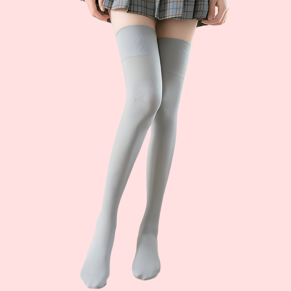 StretchFit Comfort Thigh-High Stockings Duo (Grey + Black) – Pack of 2 - Image 2