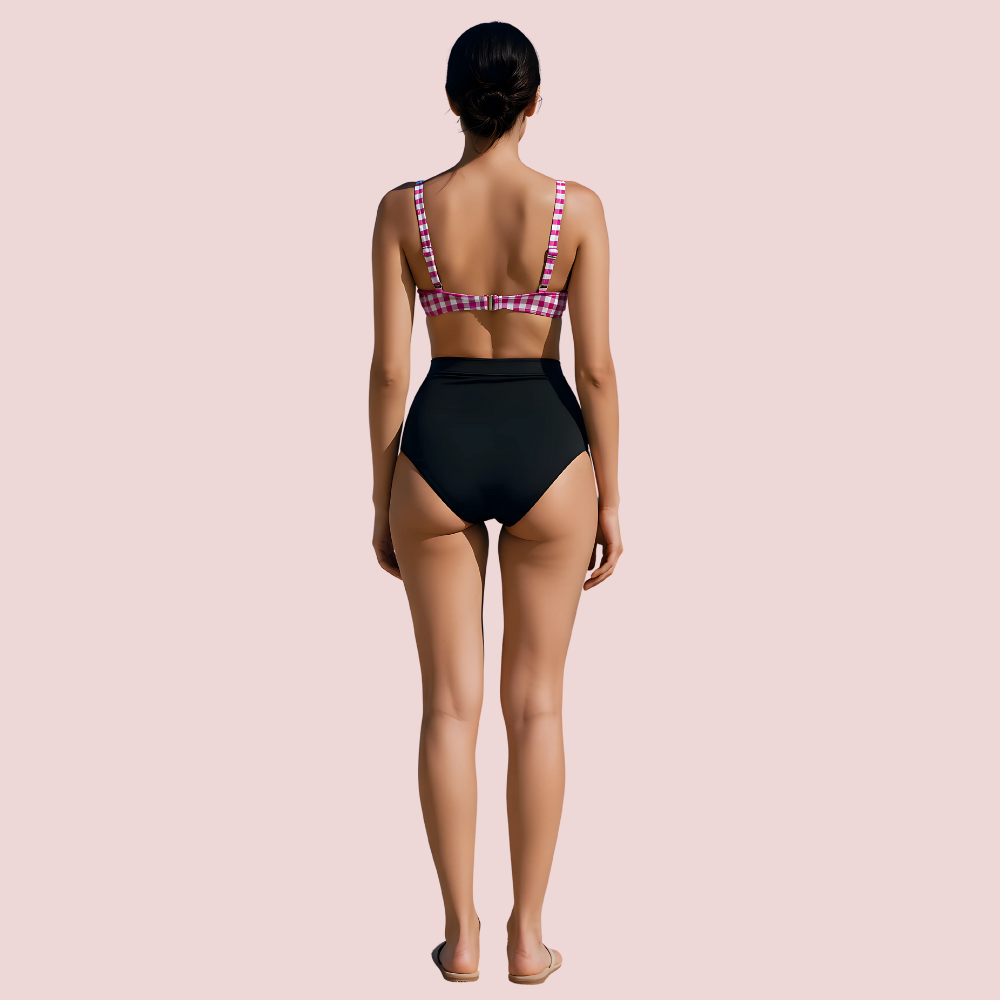 Structured Underwire Bikini Bra Topa in Pink & White Stripe (Top Only) - Image 2